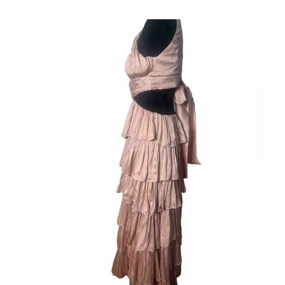 Women’s Fashion size‎ M, mock neck, ruffle layered maxi dress, in blush. - Picture 6 of 6